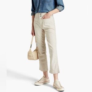Rag & Bone cropped striped linen blend pant